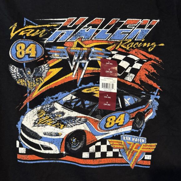 Van Halen Racing 84 Small Graphic T-Shirt Men's Rock Band Tee Black Race Car - Picture 2 of 6